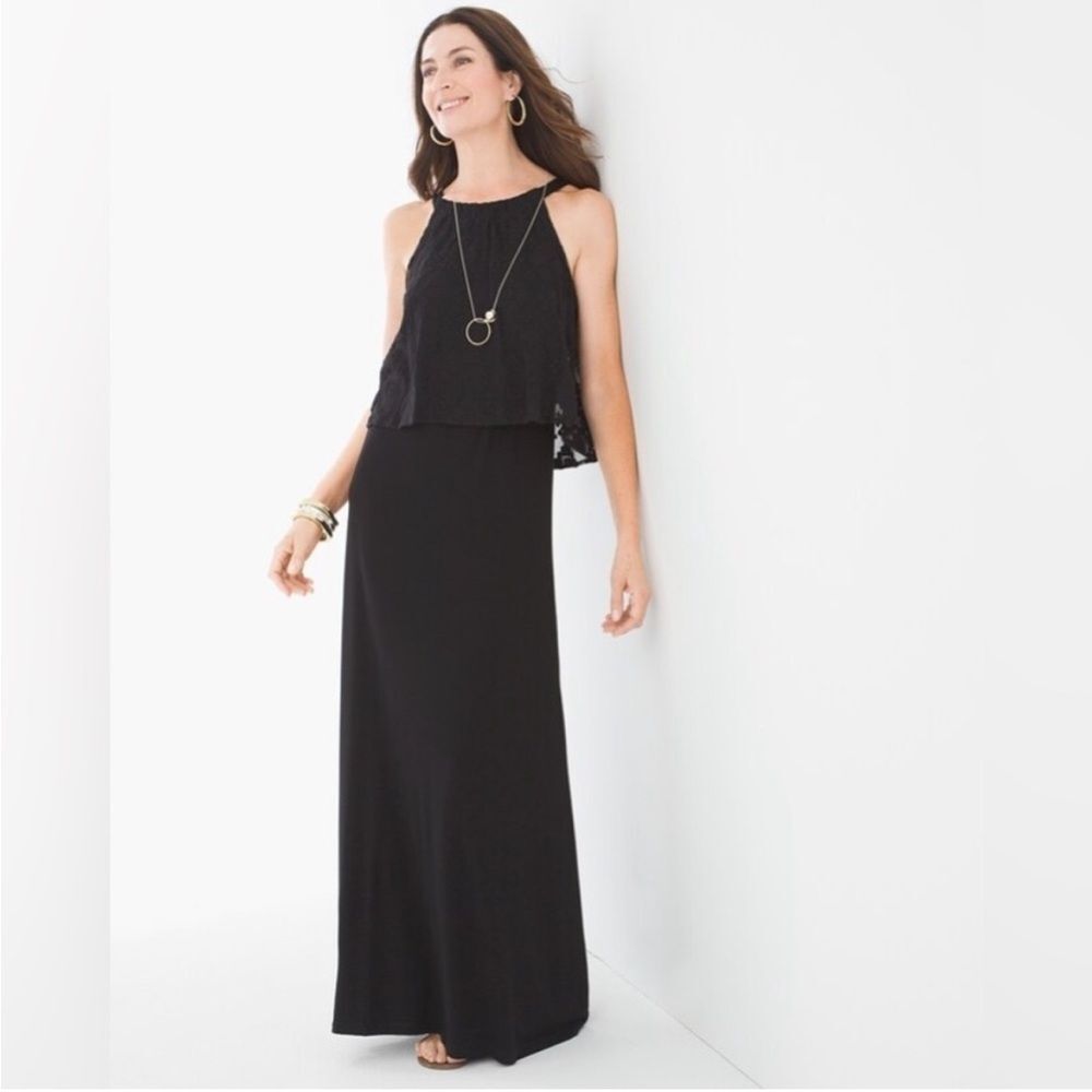 Chico's Lace Popover Maxi Dress Size Large